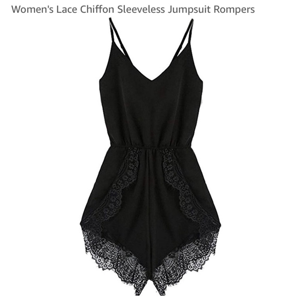 Black romper with lace detail